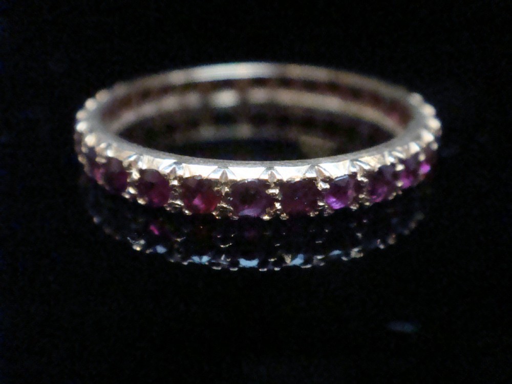 EDWARDIAN 18CT YELLOW GOLD NATURAL RUBY FULL ETERNITY RING SIZE Q 1/2 View VI