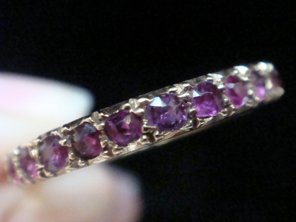 EDWARDIAN 18CT YELLOW GOLD NATURAL RUBY FULL ETERNITY RING SIZE Q 1/2 View VIII