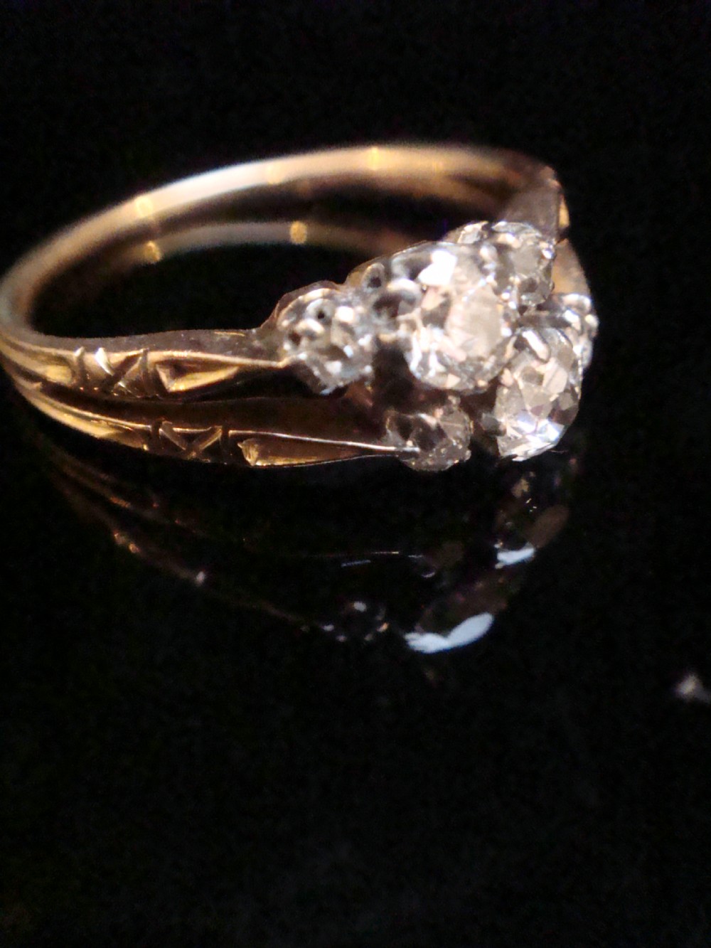 Edwardian 18ct platinum yellow old cut gold diamond toi et moi style ring