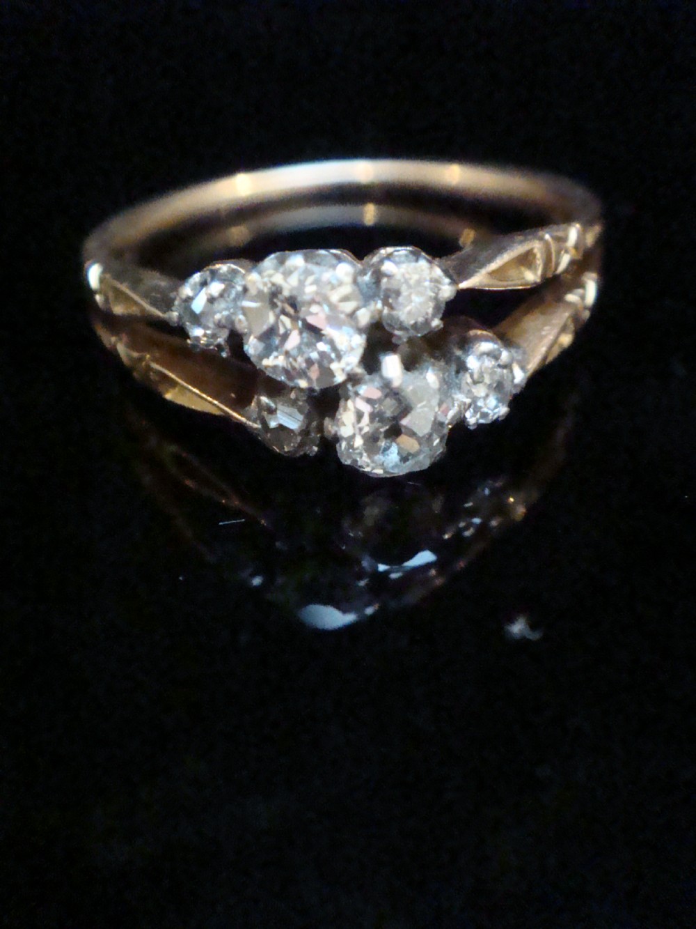 Edwardian 18ct platinum yellow old cut gold diamond toi et moi style ring View II