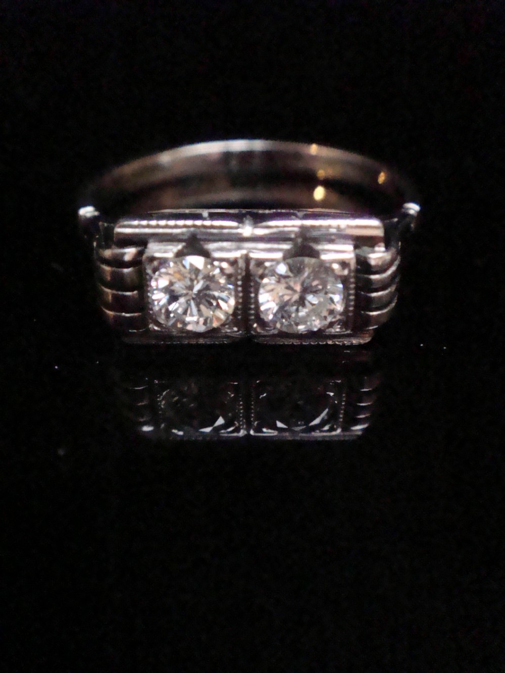 ART DECO 1920S 18CT WHITE GOLD DIAMOND TOI ET MOI RING 0.40CT