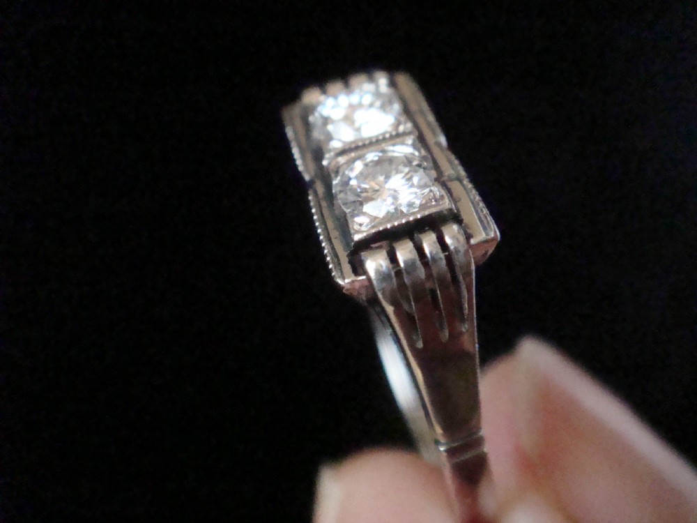 ART DECO 1920S 18CT WHITE GOLD DIAMOND TOI ET MOI RING 0.40CT View V
