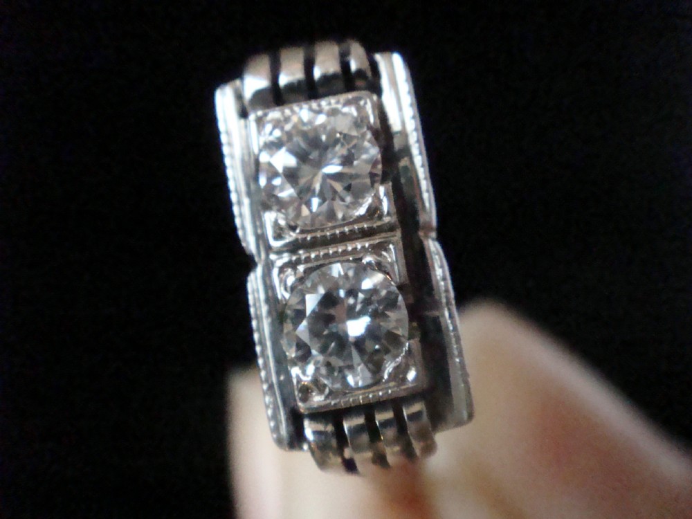 ART DECO 1920S 18CT WHITE GOLD DIAMOND TOI ET MOI RING 0.40CT View VI