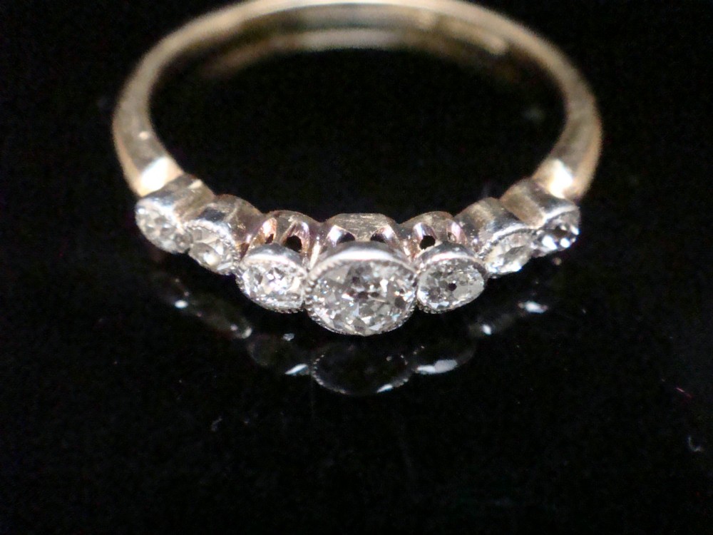EDWARDIAN 18CT PLATINUM DIAMOND 7 STONE RING View II