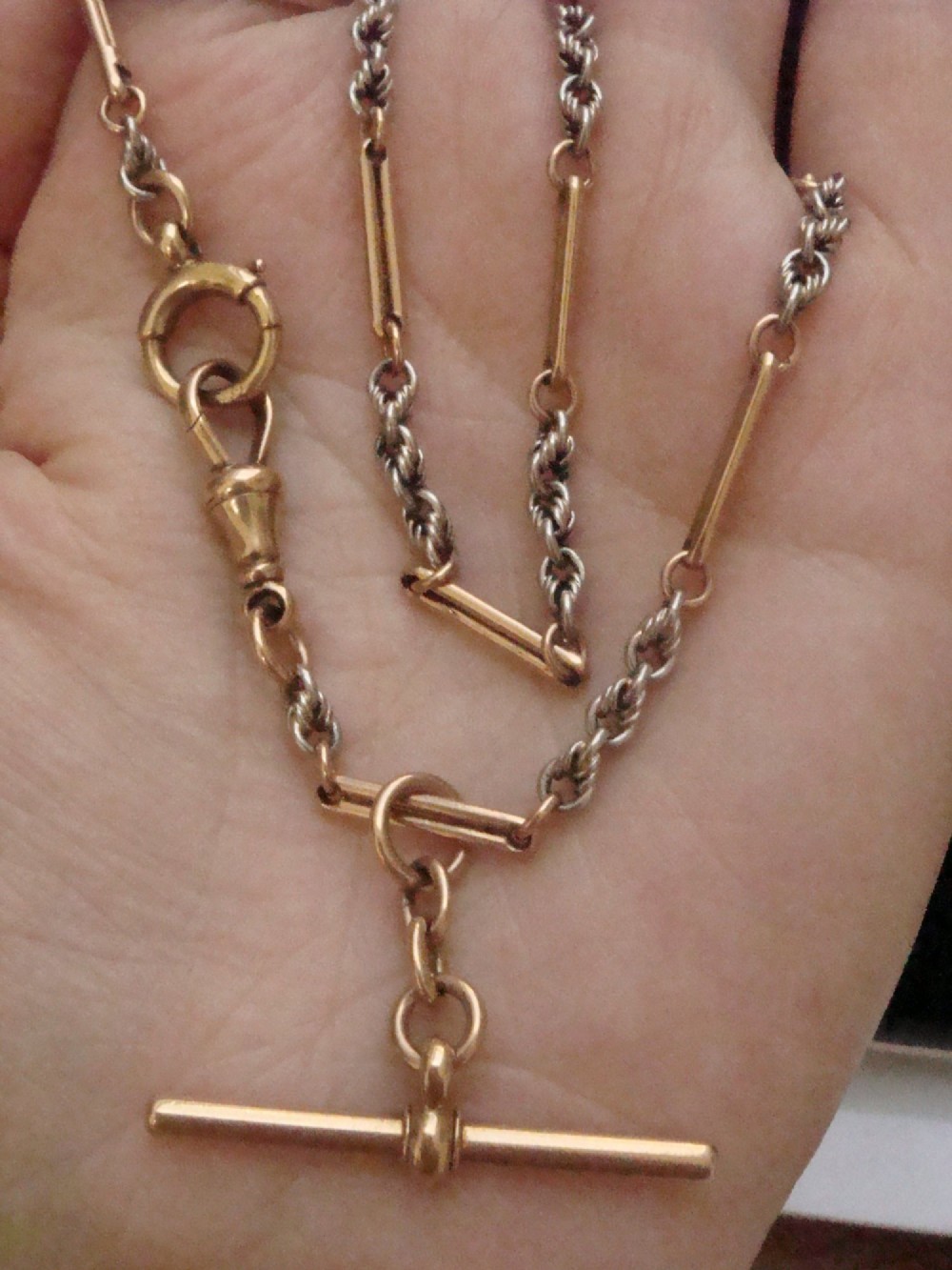 EDWARDIAN 18CT PLATINUM ALBERT CHAIN 17.5 INCHES 24.6G View III