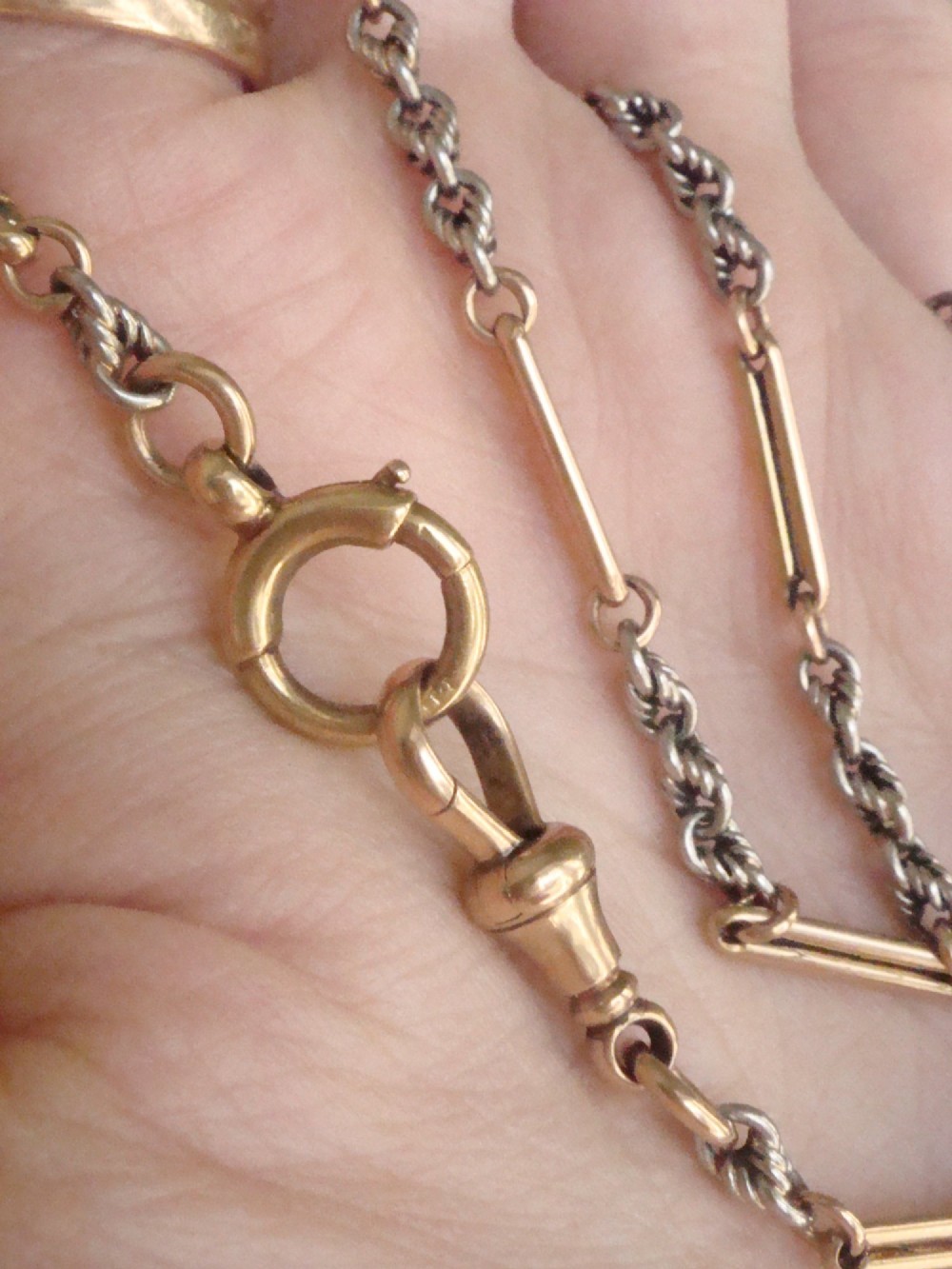 EDWARDIAN 18CT PLATINUM ALBERT CHAIN 17.5 INCHES 24.6G View VI