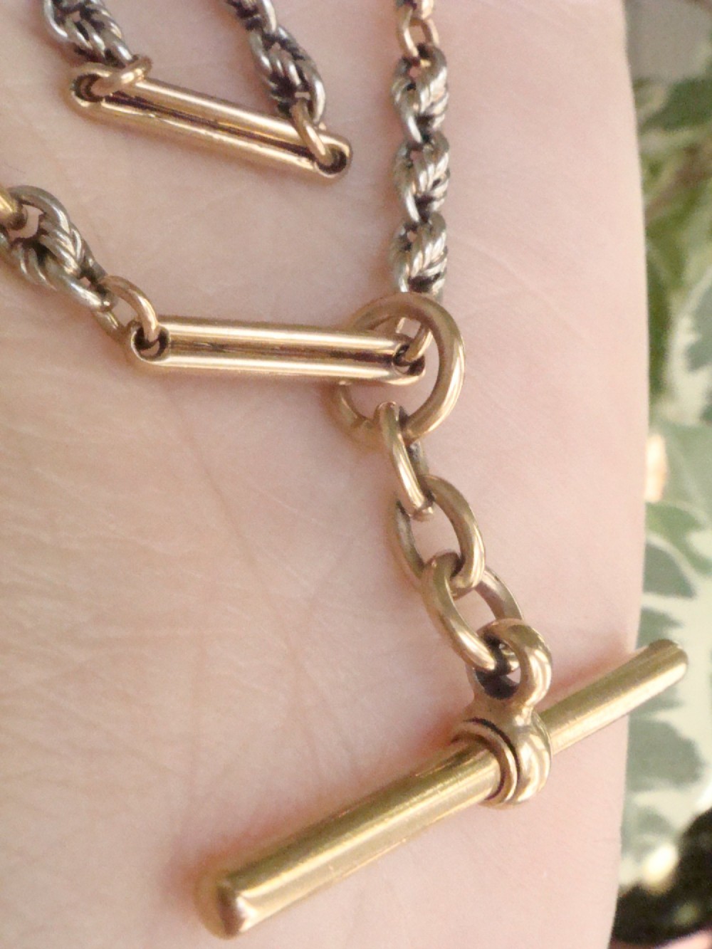 EDWARDIAN 18CT PLATINUM ALBERT CHAIN 17.5 INCHES 24.6G View VII