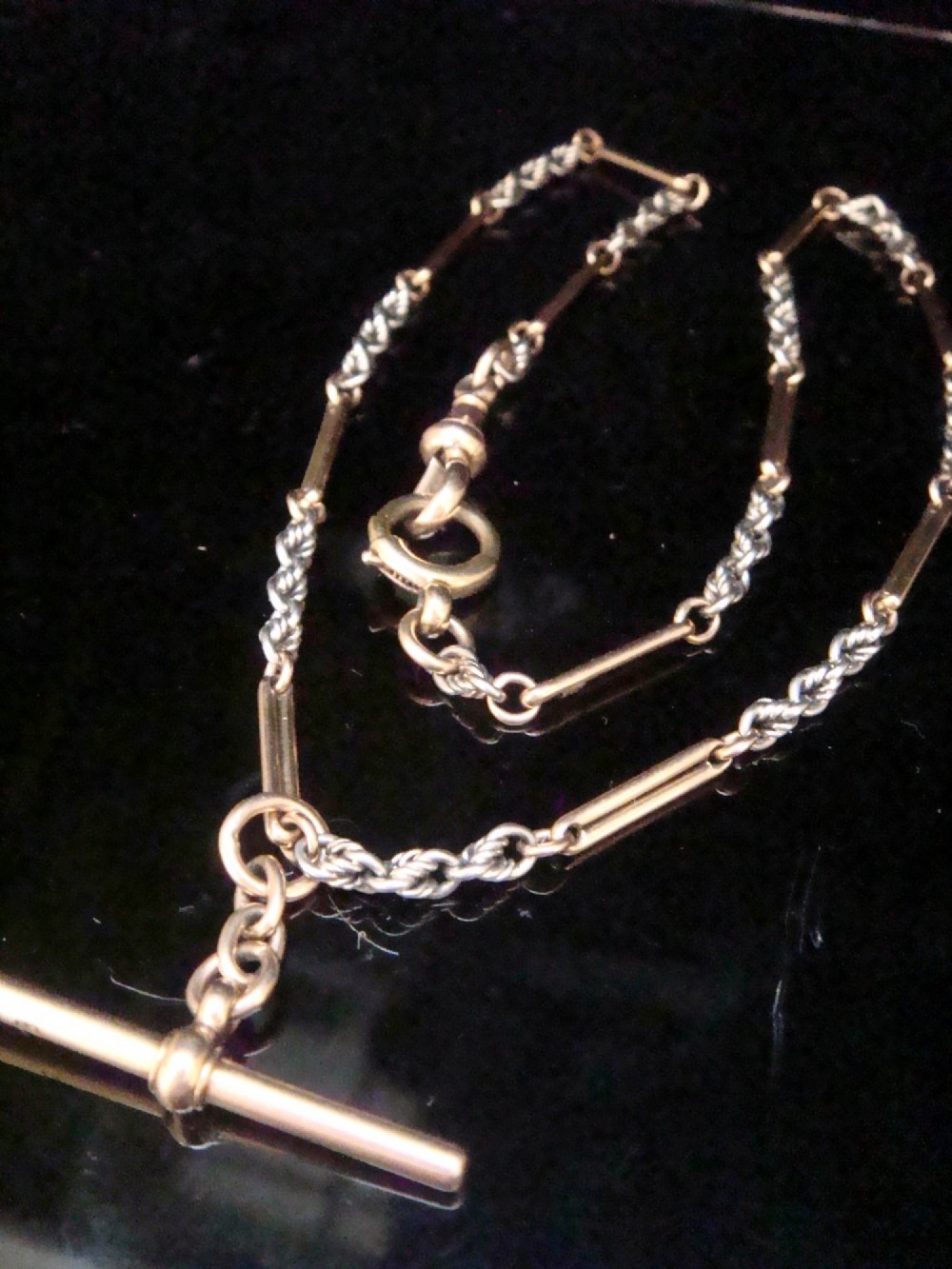 EDWARDIAN 18CT PLATINUM ALBERT CHAIN 17.5 INCHES 24.6G
