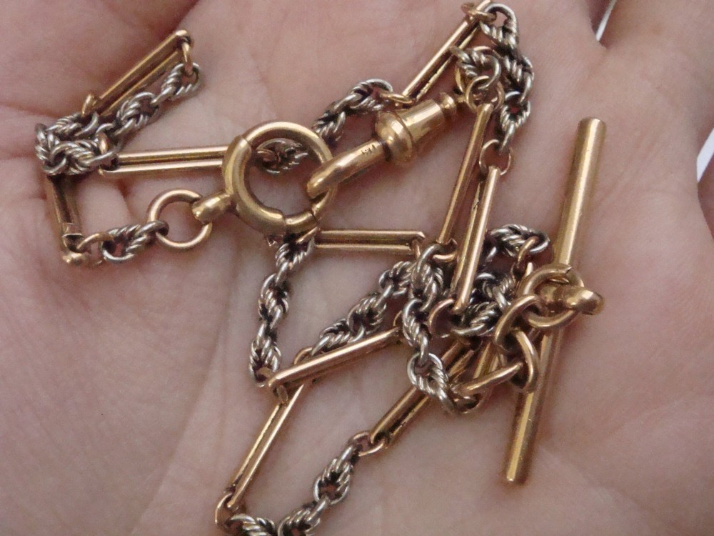 EDWARDIAN 18CT PLATINUM ALBERT CHAIN 17.5 INCHES 24.6G View IX