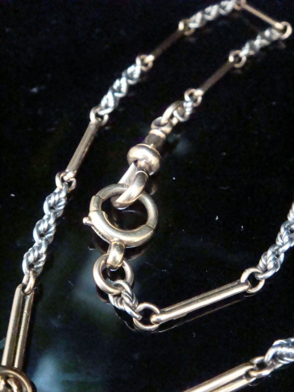 EDWARDIAN 18CT PLATINUM ALBERT CHAIN 17.5 INCHES 24.6G View II