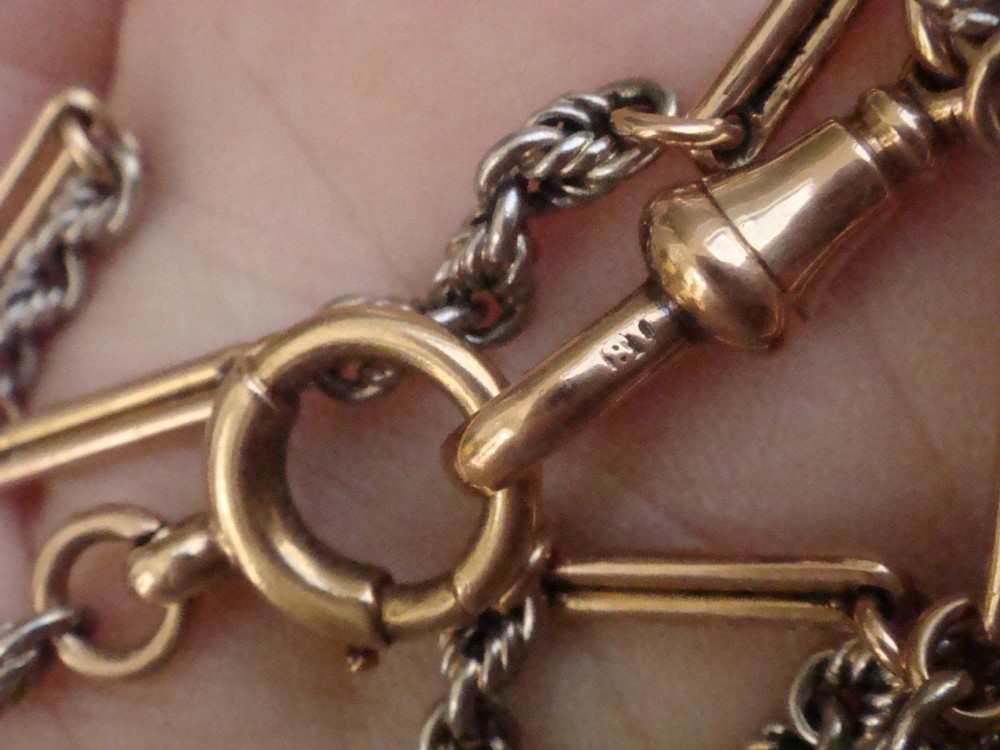 EDWARDIAN 18CT PLATINUM ALBERT CHAIN 17.5 INCHES 24.6G View X