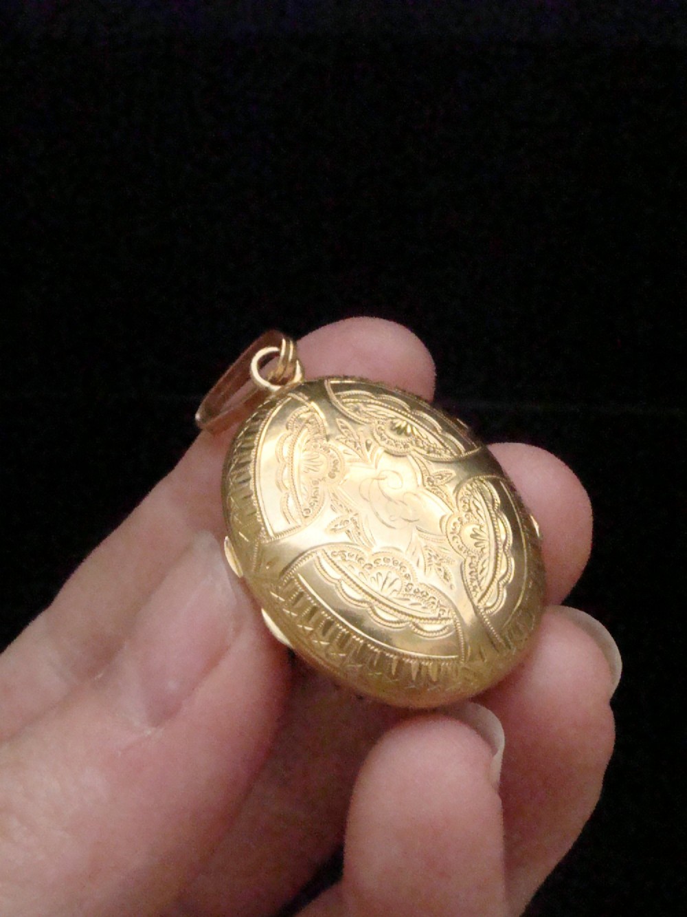 Victorian 18ct yellow gold locket pendant set with a large faceted oval brown citrine gemstone. View V