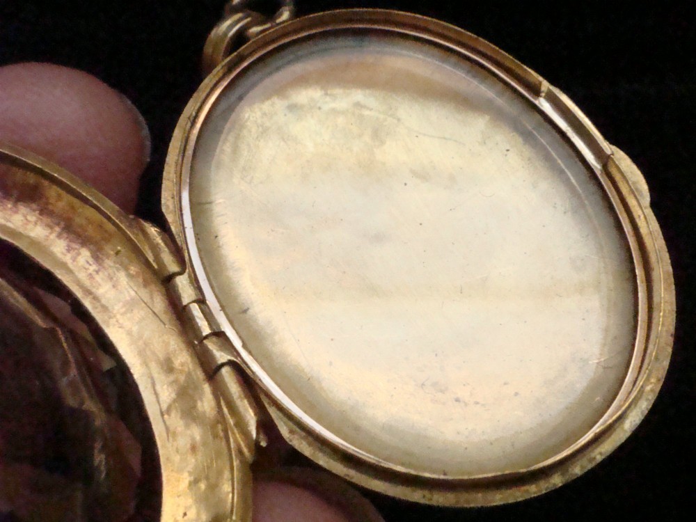 Victorian 18ct yellow gold locket pendant set with a large faceted oval brown citrine gemstone. View VIII