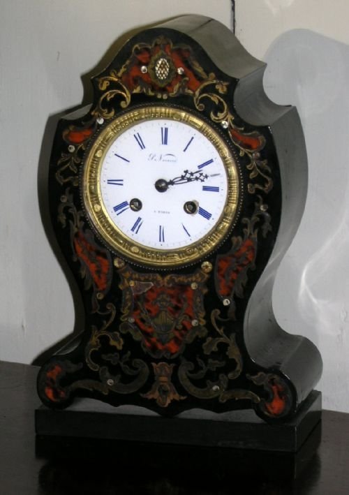 Pretty 19th Cent Boulle Cased Mantle Clock