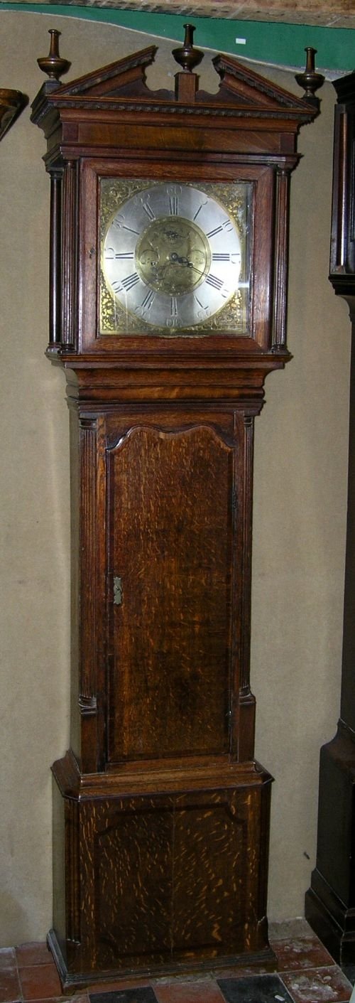 fig 1. Georgian Cent Oak & Mahogany Longcase Clock