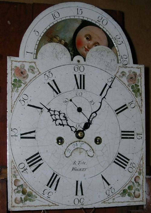 fig 2. 19th Cent Mahogany Moon Dial Longcase Clock