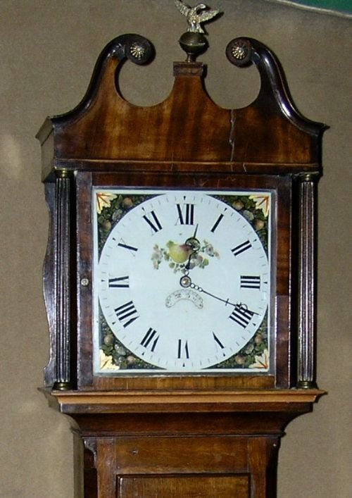 19th Cent Oak & Mahogany Longcase Clock