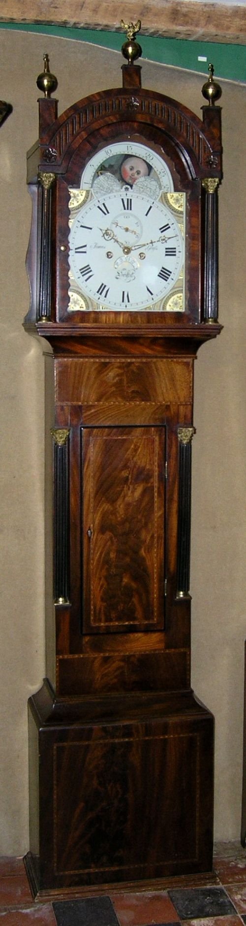 Mahogany Longcase Clock with Moon Dial