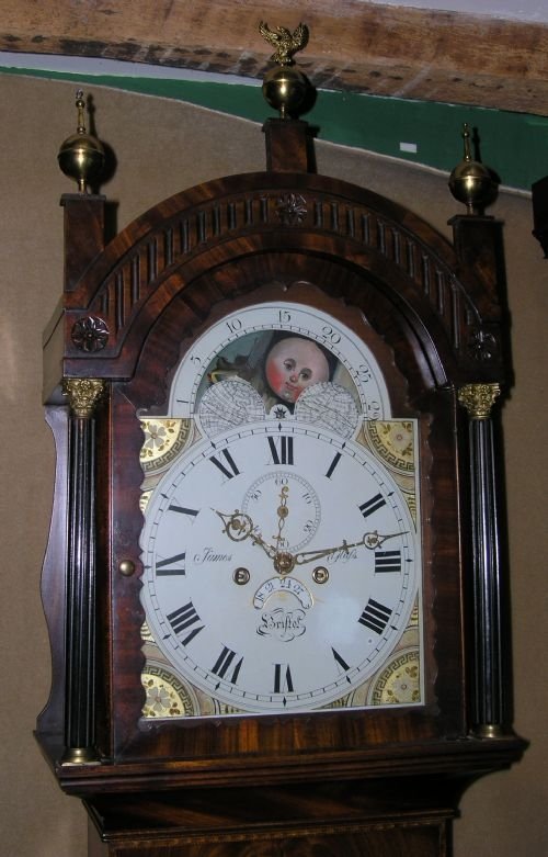 fig 1. Mahogany Longcase Clock with Moon Dial