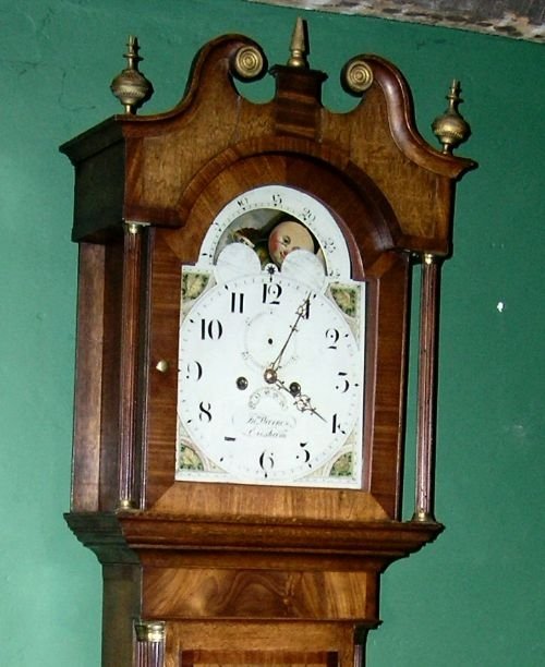 Oak & Mahogany Moon Dial Longcase Clock