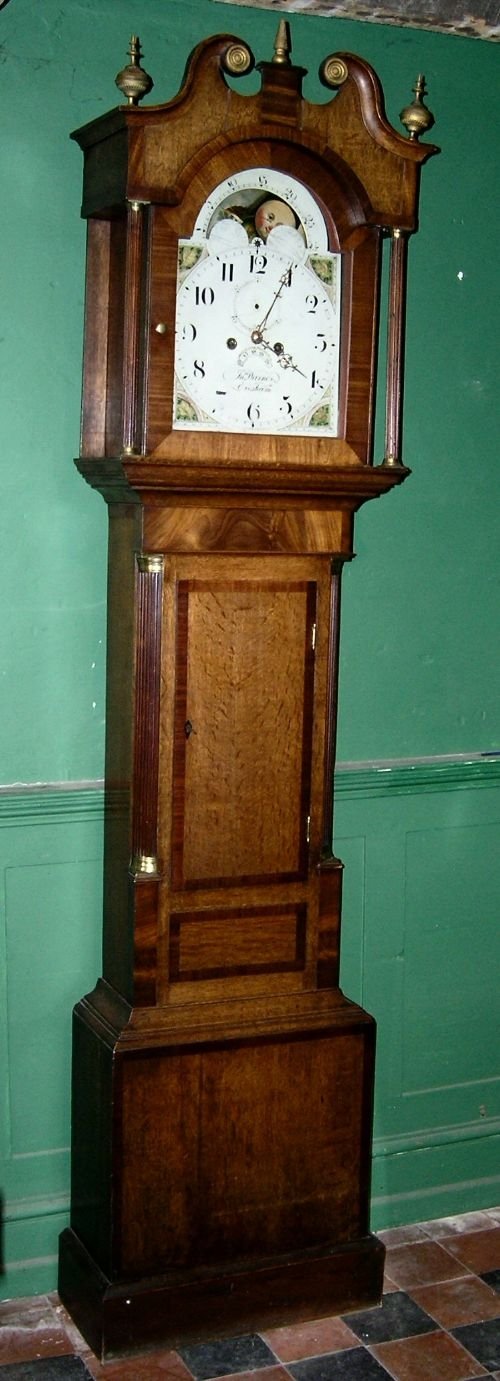 fig 1. Oak & Mahogany Moon Dial Longcase Clock