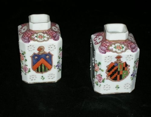 Pair Chinese Style Samson Porcelain Tea Caddys