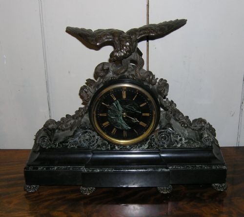Bronze & Marble Mantle Clock