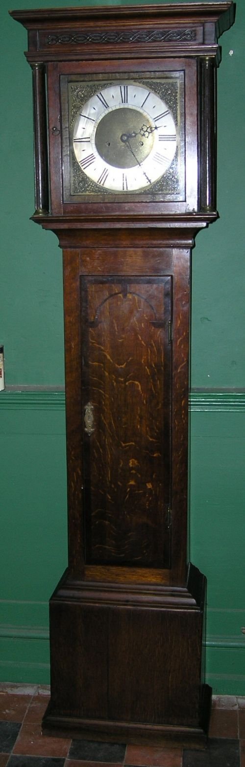 fig 1. 18th Cent Oak & Mahogany 8 Day Longcase Clock
