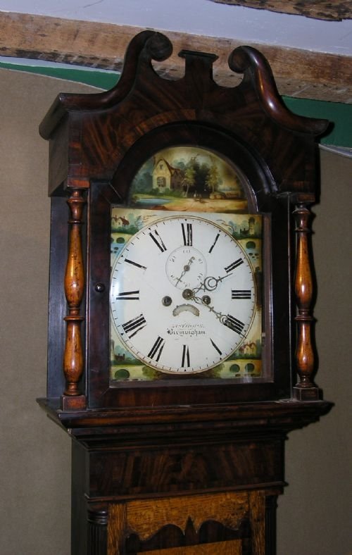 fig 1. 19th cent Oak & Mahogany 8 Day Longcase Clock