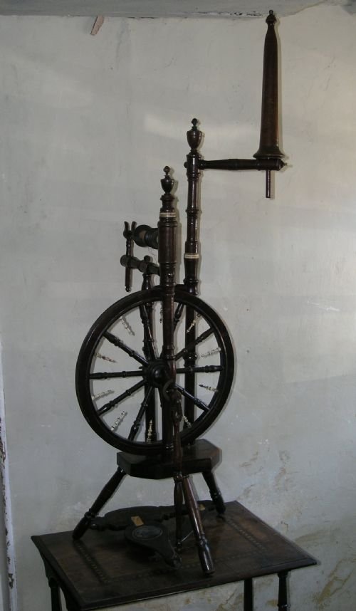 19th Cent Mahogany & Ivory Spinning Wheel