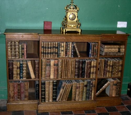 19th Cent Oak Breakfront Open Bookcase