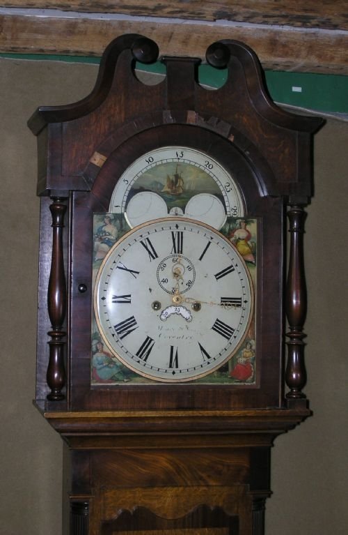 fig 1. 19th Cent Moon Dial Longcase Clock