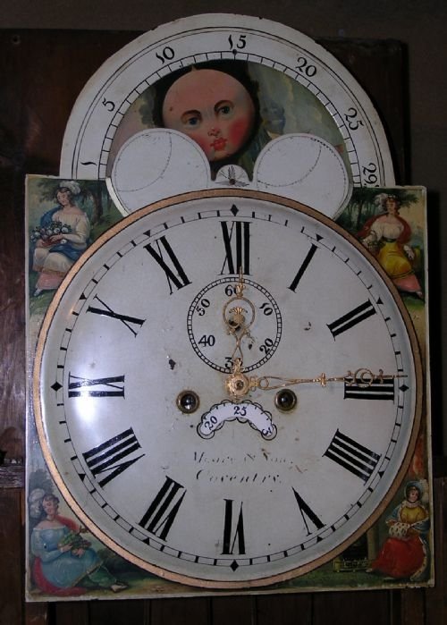 19th Cent Moon Dial Longcase Clock