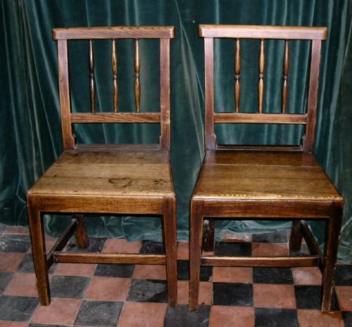 Pair 18th Cent Country Chairs
