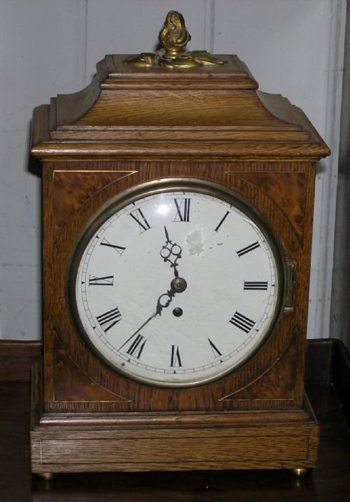 19th Cent Fusee Oak Bracket Clock