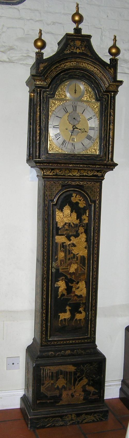 Geo II London Longcase Clock with Lacquered Case