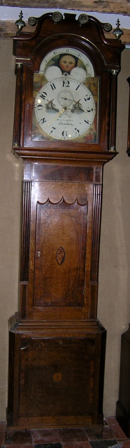 George III Oak & Mahogany Moon Dial Longcase Clock