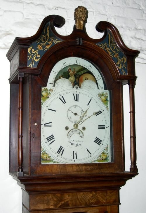 fig 1. Geo III Mahogany Moondial Longcase Clock