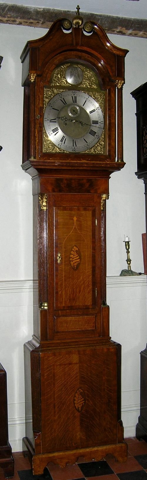 Impressive Geo III Inlaid Oak Longcase Clock