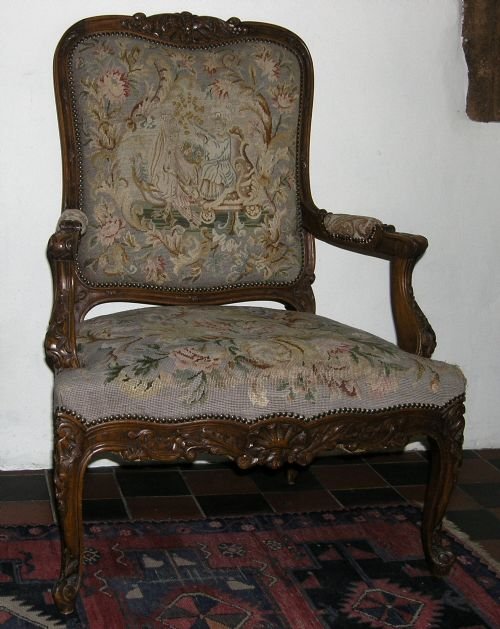 19th Cent Arm Chair with Original Needlework