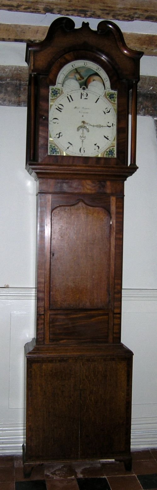 Geo III Oak & Mahogany Longcase Clock with Moon Dial