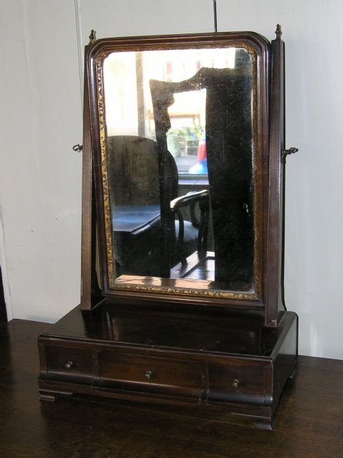 18th Cent Mahogany Toilet Mirror