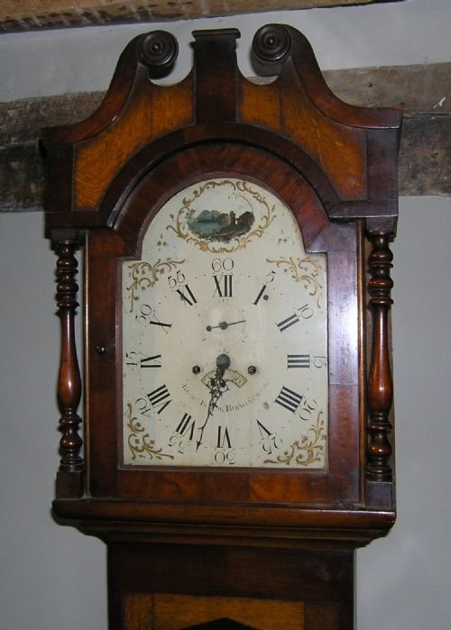 19th Cent Oak & Mahogany Longcase Clock