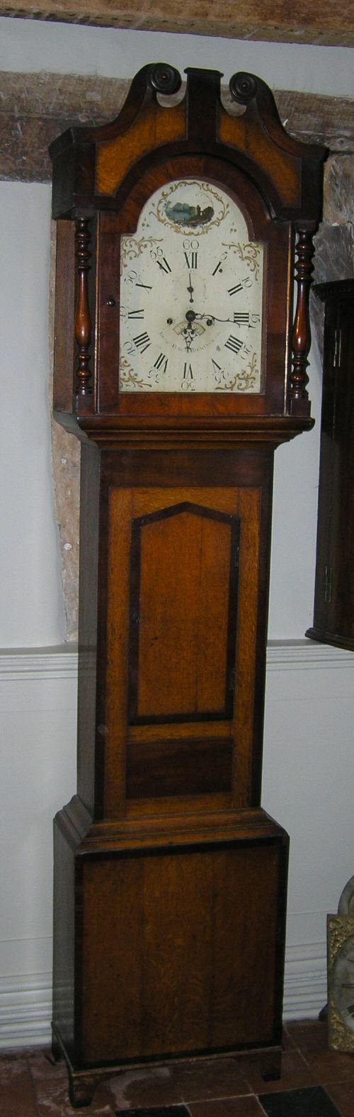 fig 1. 19th cent Oak & Mahogany Longcase Clock