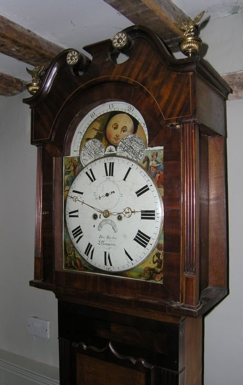 Oak & Mahogany Moon Dial Longcase Clock