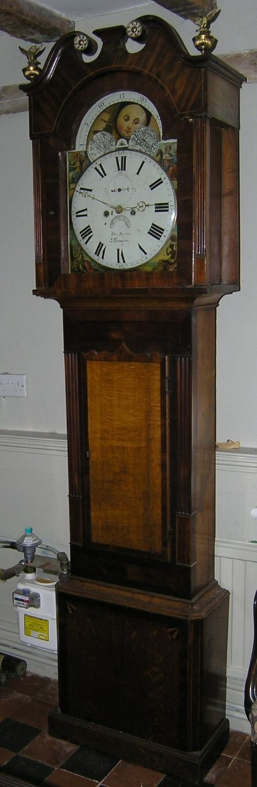 fig 1. Oak & Mahogany Moon Dial Longcase Clock