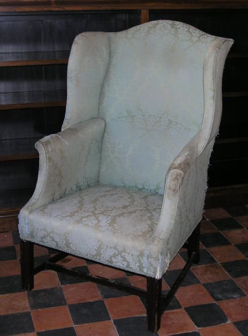19th Cent Mahogany Framed Wing Armchair