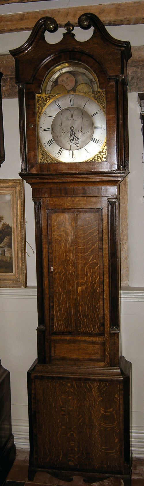 18th Cent Oak & Mahogany Longcase Clock