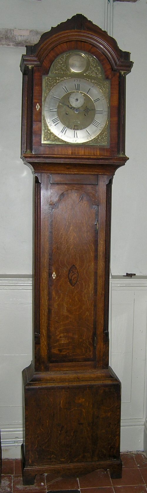 18th Cent Oak & Mahogany Longcase Clock
