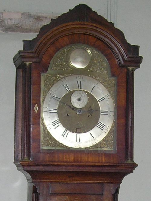fig 1. 18th cent Oak & Mahogany Longcase Clock